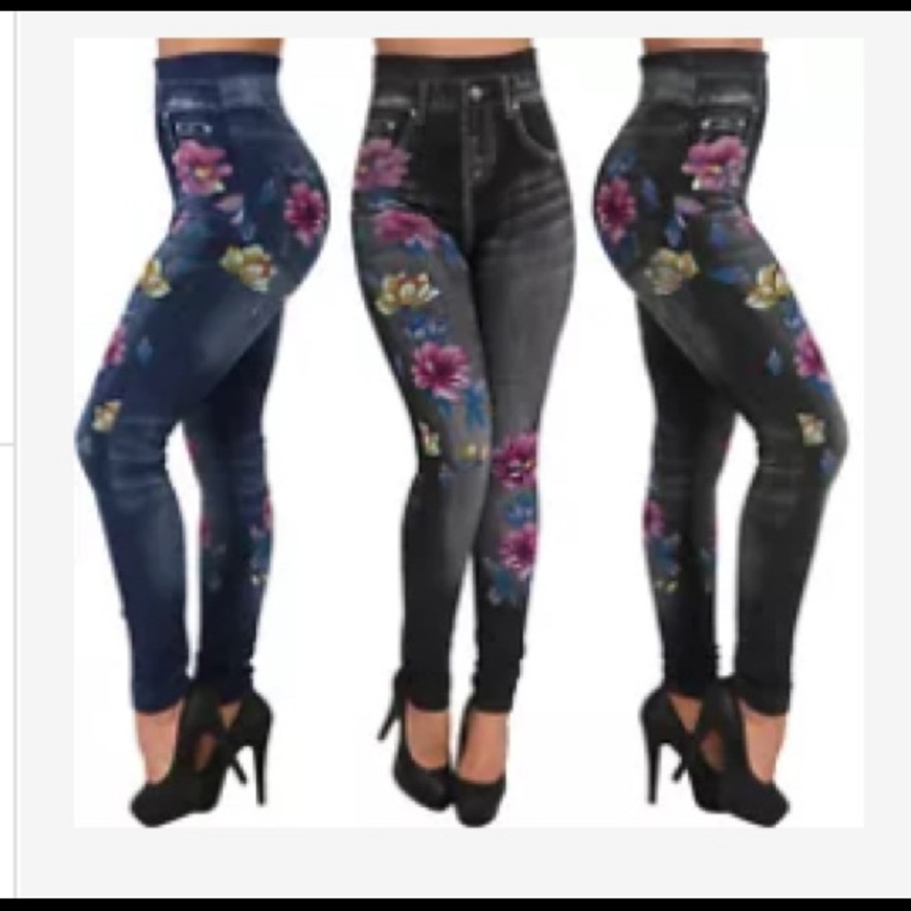 SO COOL HIGH WAIST DENIM LOOK LEGGINGS~2 LEFT